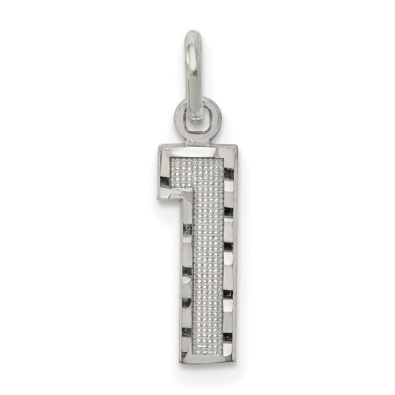 Sterling Silver Small #1 Charm Number Pendant Jewelry 20mm x 7mm